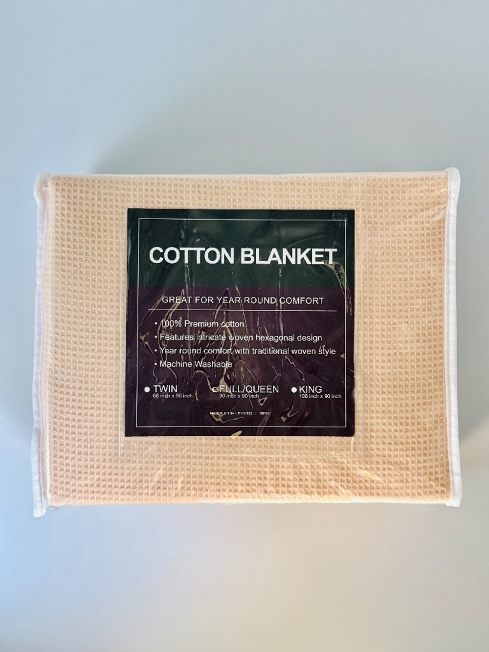Blue Ridge Home Fashions Blanket 100% Cotton Full Size Waffle Weave Peach Pink